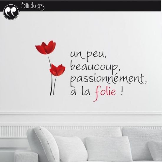 Stickers Citation Un Peu Beaucoup Passionnement A La Folie Cdiscount Maison