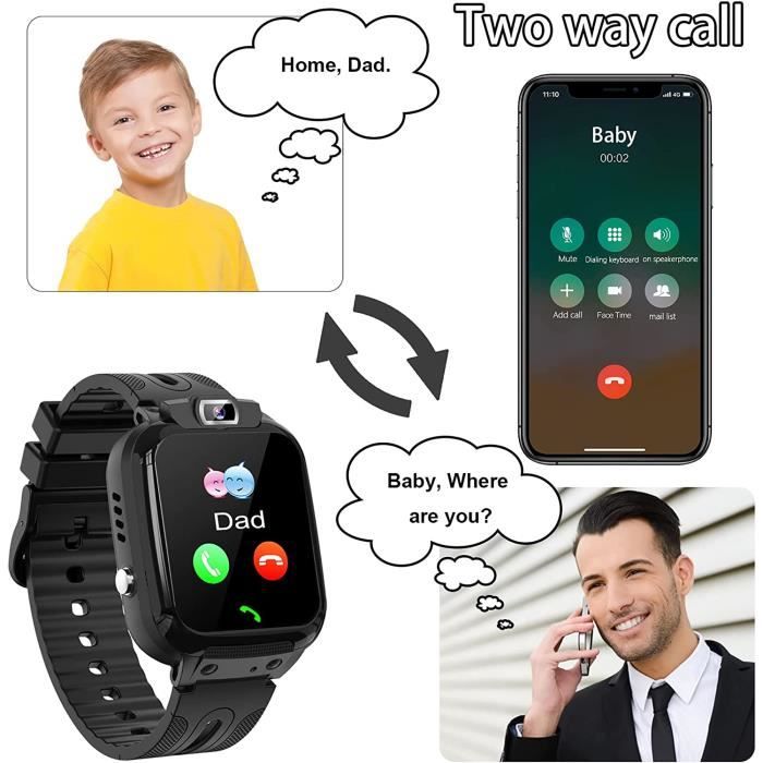 Montre Connectée GPS Pour Enfant 3-12 Ans - Étanche, Appareil Photo, Jeux - Appels, Localisation - Cadeau Anniversaire Noël
