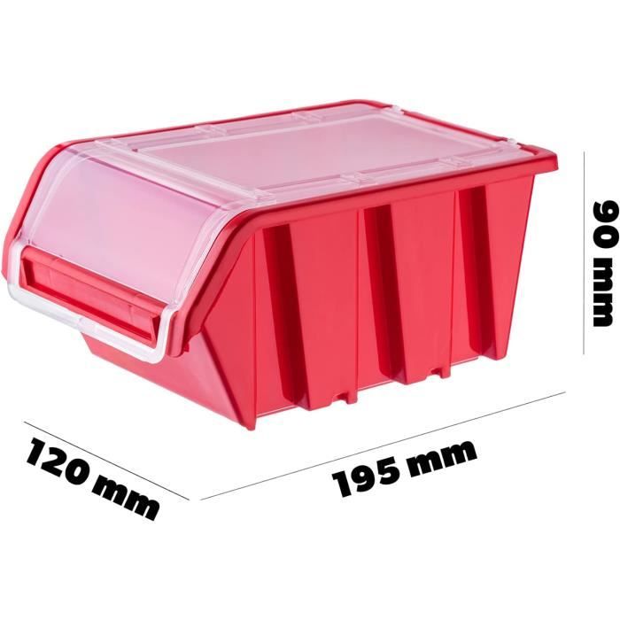 Boites Rangement Lot De 10 Boîtes De Rangement Empilables Avec Couvercle, En Plastique ...