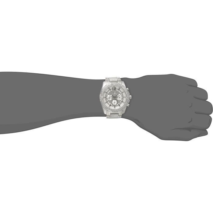 Guess U0291G1 Sporty Silver Tone Hommes Montre en acier inoxydable avec Chro Cdiscount Bijouterie