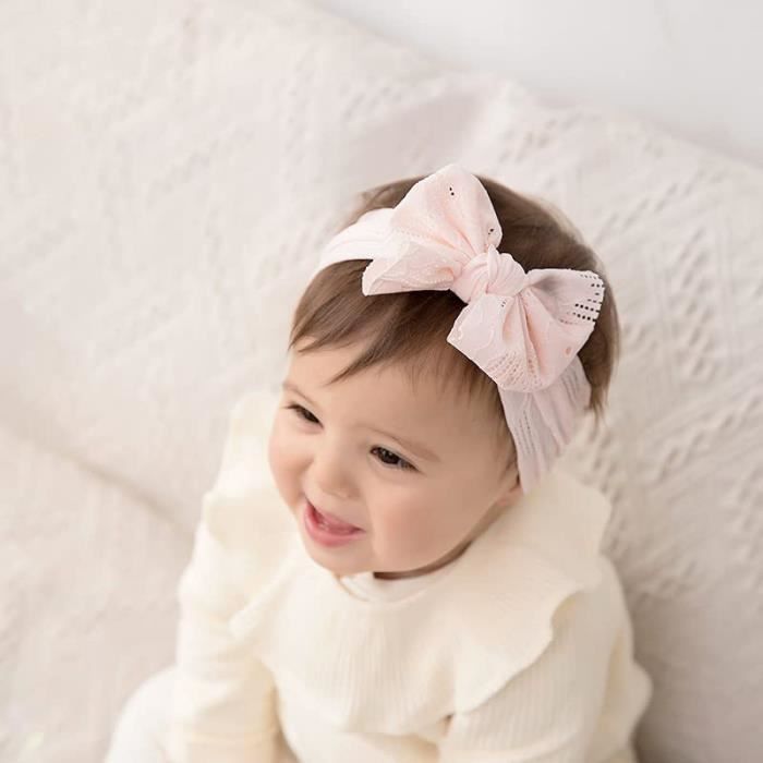 Bandeaux Bébé Fille - Lot De 3 - Nylon Doux - Arc Et Volant - Pour 3 Mois à 6 Ans