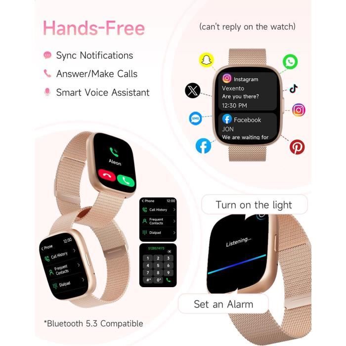 Montre Connectée Femme 1.47 24 Modes Sportifs Suivi Sommeil Fréquence Cardiaque Sanorum - Ma Montre Connect