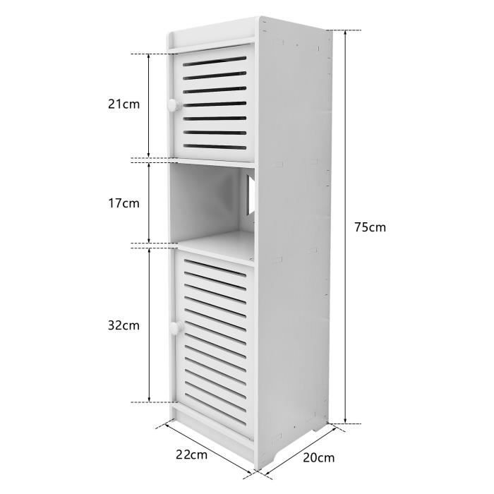Meuble Colonne De Toilette Blanc – Rangement Salle De Bain Compact 24x22x55,5 Cm – 4 étagères En PP étanche – Idéal Pour Petits Espaces