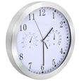 Elégant Horloge murale Design Moderne - Pendule à quartz Hygromètre et thermomètre 30 cm Blanc 38437-2