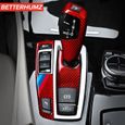 Autocollants de changement de vitesse en fibre de carbone, pour BMW F10 F07 F25 F26, bâche de voitur -Red M style RHD-2
