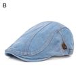 A -Béret en jean pour hommes et femmes, joli chapeau décontracté, Vintage, protection solaire, casquette plate, Simple, doux, printe-2