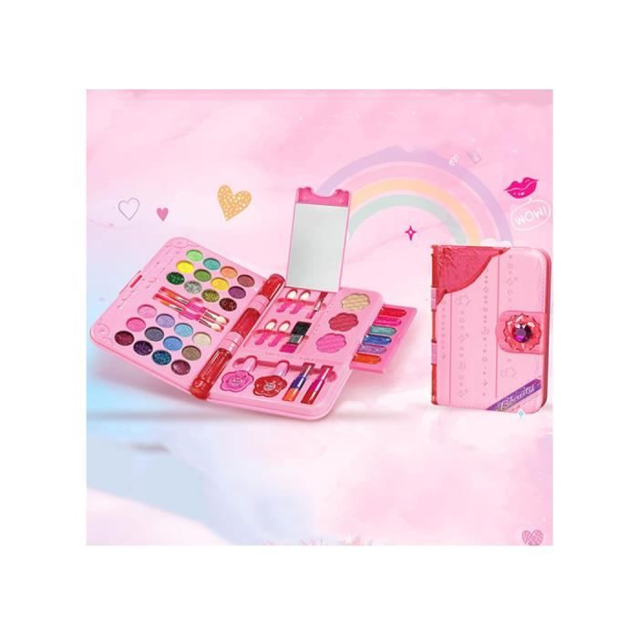 Kit De Maquillage Lavable Pour Petites Filles - Fard, Rouge à Lèvres, Accessoires | Jouet Cosmétique Princesse, Âge 3-12 Ans | Cadeau Créatif