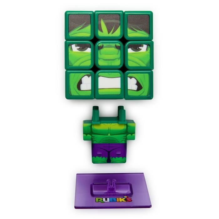 Rubik's Cube Hulk 3x3 Marvel - Casse-Tête Adulte Enfant Avec Figurines à Exposer - Puzzle Magique Collection