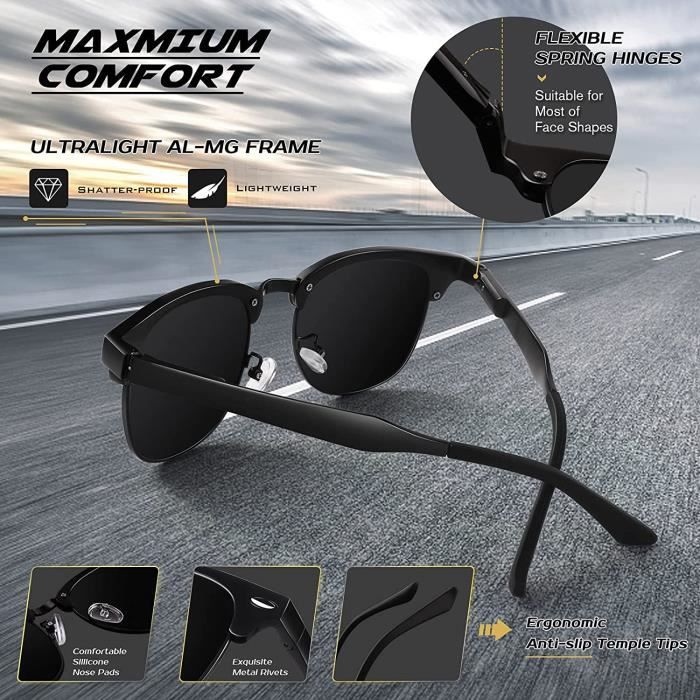 Lunettes de soleil demi cerclees ecailles demi monture inspirees Premium avec rivets metalliques 250 Achat Vente lunettes de soleil Black Friday Cdiscount