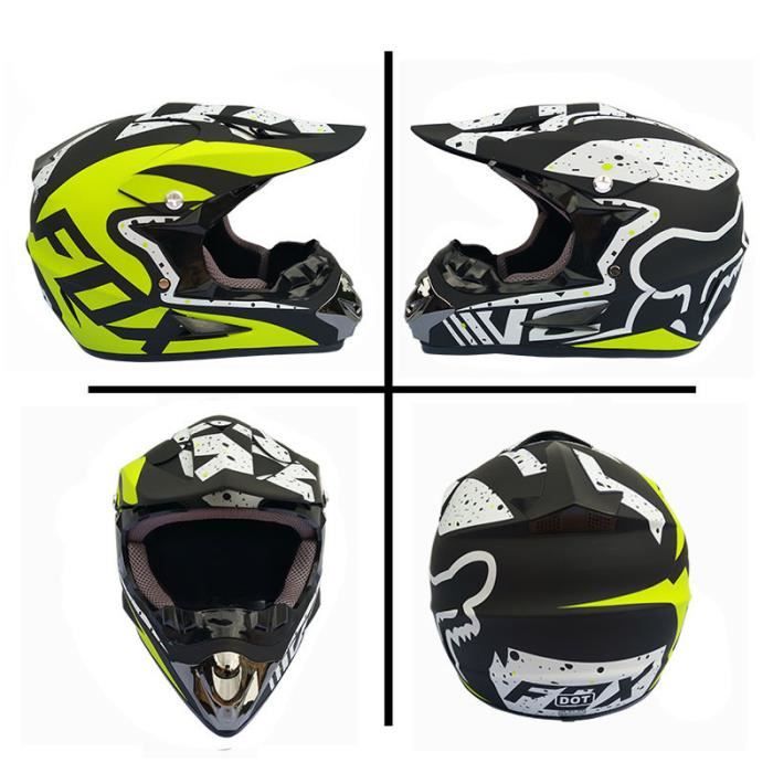 MRDEER CrâNe Pirate Casque De Moto Cross Ensemble Casque Professionnel Road Race Casque De Route Unisexe Adultes Casque IntéGral Y Compris des Lunettes, des Gants, des Masques D'éQuitation,XL