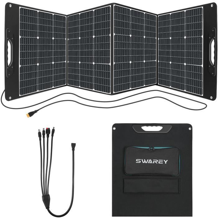 SWAREY Générateur solaire Portable 518Wh avec Panneau Solaire Pliable 200W,  Kit d'alimentation de Secours de Voyage et de Camping - Cdiscount  Informatique