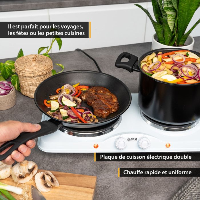 Plaque De Cuisson Electrique TZS First Austria Plaque De Cuisson Infrarouge 1250W - 5 Niveaux Température - Portable Pour Camping Camping Gaz