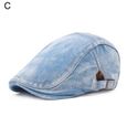 A -Béret en jean pour hommes et femmes, joli chapeau décontracté, Vintage, protection solaire, casquette plate, Simple, doux, printe-3