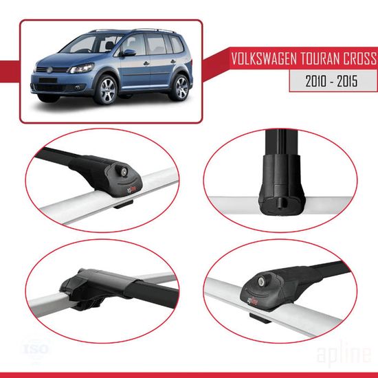 Barres De Toit Pour VW Touran 2003-2015 – Barres Transversales TURTLE – 2 Ans Garantie