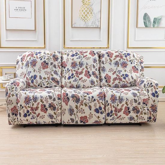 Housse De Fauteuil Relax 8 Pièces En Velours Doux Extensible - Protection Antidérapante Avec Poche Latérale, Gris Foncé