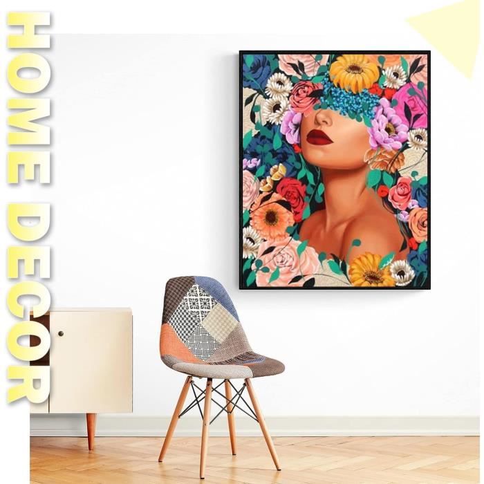 Loisir Créatif Relaxation Peinture Par Numéros Adultes - Lot De 4 Toiles 40x50 Cm - Fleurs - Avec Pinceaux Et Peintures Acryliques - Loisir Créatif