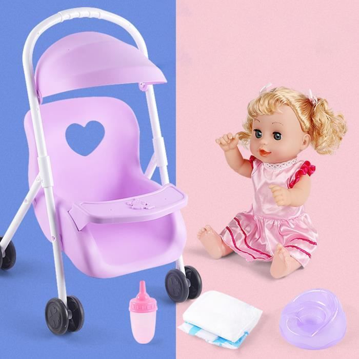 Poupees Bebe Fille Poupee avec Mini Poussette Chariots pour Bebe Poupees Enfants Jouets Filles Cadeaux Violet Cdiscount Jeux Jouets