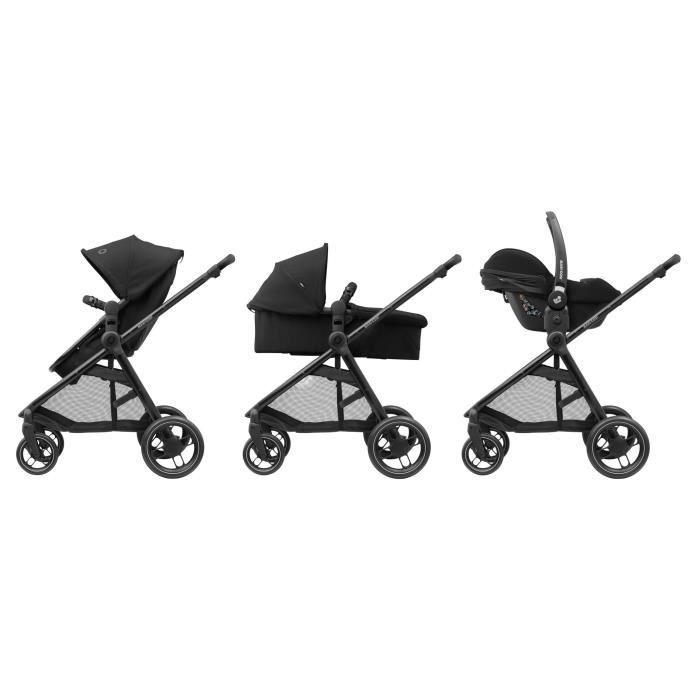 MAXI COSI Poussette 2 en 1 Zelia 3 nacelle integree 4 roues Essential Black Cdiscount Puericulture Eveil bebe