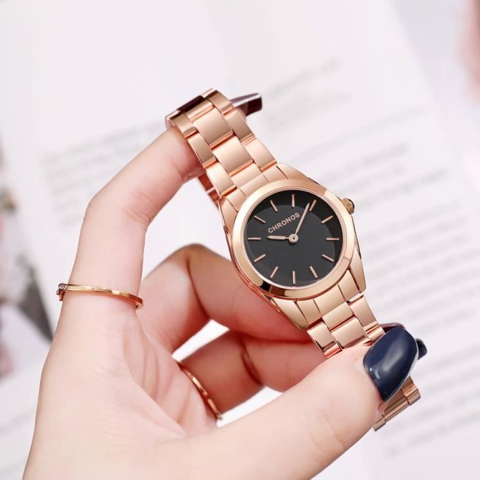 Montre acier noir hotsell femme