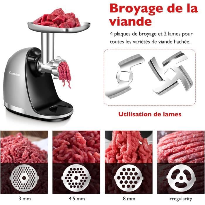 Hachoir à Viande Manuel Multifonction Noir – Avec Brosse De Nettoyage, Polypropylène Alimentaire Robuste