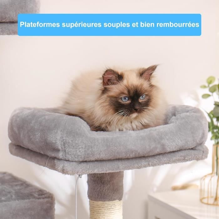 Arbre à Chat PawHut 132 Cm Avec Griffoir, Lit, Maisonnette Et Jouets - Tour De Jeux Pour Chats Jusqu'à 6 Kg - Beige