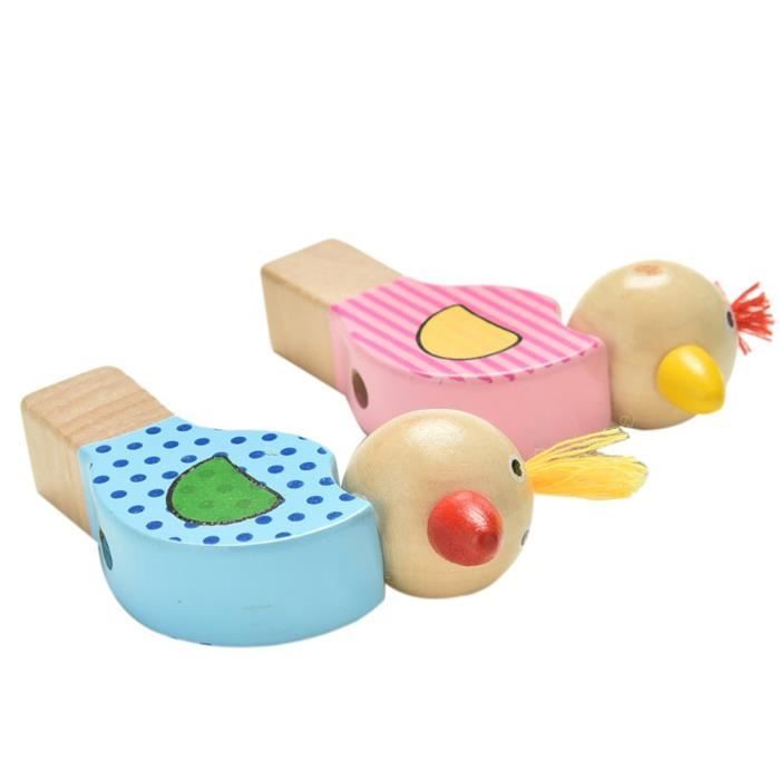 ZERODIS sifflet de dessin animé mignon Sifflets d'oiseaux en bois de couleur aléatoire, 2 pièces