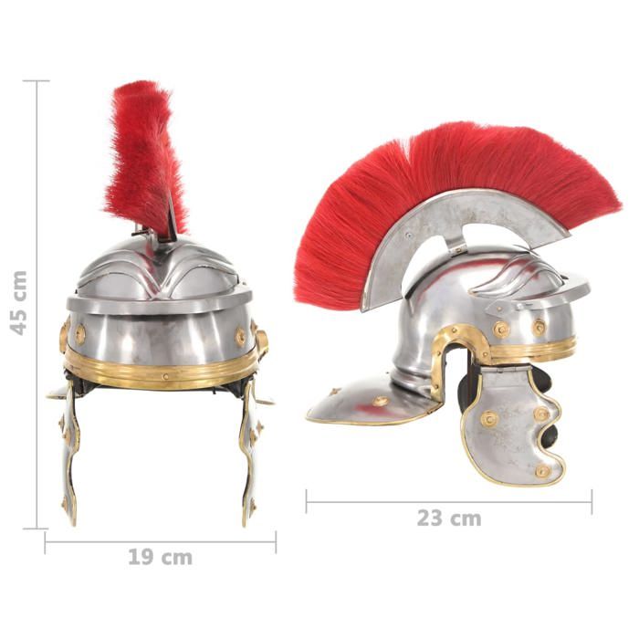 Casque de soldat romain antique pour GN Argenté Acier 36 x 23 x 29 cm - Jeux - Jouets