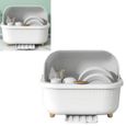 HURRISE Boîte de séchage de vaisselle Égouttoir à vaisselle multifonctionnel avec couvercle pour accessoires table cuisine Blanc L-0