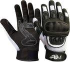 ADM Gants Moto Homme Homologués CE Été Mi-saison Gants Moto Scooter Antidérapant Respirant Blanc Taille S M L XL XXL