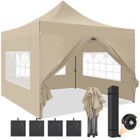 LUCKZON Tonnelle 3x3 Tonnelle de Jardin Barnum Pliant Professionnel avec 4 Parois Latérales, 3 réglables en Hauteur - Kaki