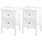 ALIGHTUP Lot de 2 tables de chevet blanches scandinaves en bois (60 x 40 x 30)cm