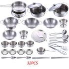 BRAND 32 pcs en acier inoxydable enfants maison cuisine jouet cuisine ustensiles de cuisine enfants pretend & play cuisine portique-argent