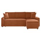 LOUNGITUDE MARIA - Canapé d'angle réversible, convertible en velours côtelé large avec coffre - Terracotta