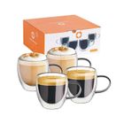 NETBOAT Lot de 4 tasses à café en verre borosilicate transparent isolé double paroi pour la maison, la cuisine, le bureau.150ml
