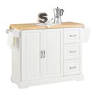 SoBuy Desserte de Cuisine sur Roulettes avec Plan de Travail Rabattable, 3 Tiroirs et 1 Armoire, Chariot Stable, FKW41-WN