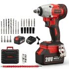 Clé à chocs sans fil TEENO - Rouge - 320Nm - 2*3.0Ah Batterie - Boîte avec 25pcs Accessoires