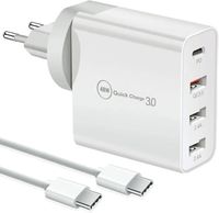 Chargeur USB C 48 W, chargeur rapide 4 ports Quick Charger PD 3.0 Multi Compatible avec iPhone 15/14/13/12, SE, iPad, Samsung