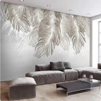Papier peint en soie 3D Toile d'art Mural moderne abstrait avec plumes, papier peint imperméable pour salon et chambre à coucher