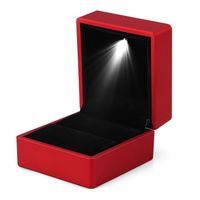EJ.LIFE BOITE A BIJOUX  Boîte de rangement à anneau lumineux à LED à la mode cadeau de vitrine de bijoux rouge HEN