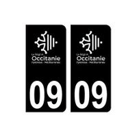 09 Occitanie nouveau logo noir autocollant plaque immatriculation auto ville sticker - Angles : arrondis