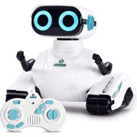 Jouets Robot Enfants Télécommandés,Yeux LED et Bras Flexibles, Cadeaux Idéaux pour Enfants (Blanc)