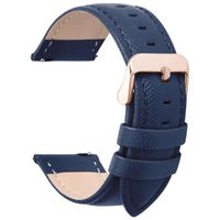 Fullmosa Bracelet Compatible avec  Montre Connectée en Cuir, à Dégagement Rapide,18mm,Bleu Foncé + Boucle Dorée,Cross