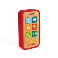 Téléphone Sonore en Bois JANOD - Dès 18 mois - 7 touches sonores en plastique souple - Rouge