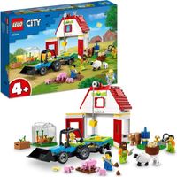 LEGO 60346 City La Grange et les Animaux de la Ferme, Figurines Mouton et Vache, Jouet Tracteur avec Remorque, Enfants Dès 4 Ans