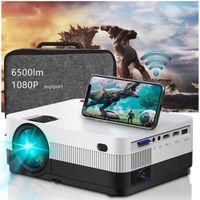 Projecteur WiFi Full HD, Home Cinema Home Cinema 6500 lumens, Mini vidéoprojecteur Support 1080P Compatible avec USB/HDMI/SD/AV/TV