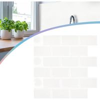 NAIZY Lot de 10 PVC Autocollants pour Carrelage 30 x 30 cm Stickers Carrelage pour cuisine, salle de bain (type D - blanc clair)