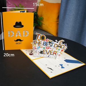 FAIRE-PART - INVITATION Faire-part - invitation,Cartes de vœux Pop-Up 3D pour la fête des pères,cadeau d'anniversaire pour papa- BEST DAD[B3]