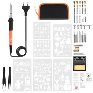 Amzdeal Kit Fer /à Souder Electrique Kit de soudage R/églable Temp/érature 60W//220V Temp/érature R/églable avec 5 PCS Points Diff/érents pour Divers R/éparation Kit de 17