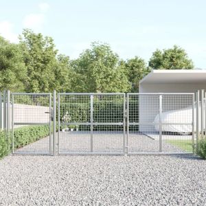 PORTAIL - PORTILLON LEX Portillons - Portal de jardin maille argenté 400x175 cm acier galvanisé - Qqmora - TKB1508