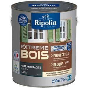 PEINTURE - VERNIS RIPOLIN PROTECTION EXTREME BOIS GRIS ANTHRACITE RAL70 Satin 2,5 L